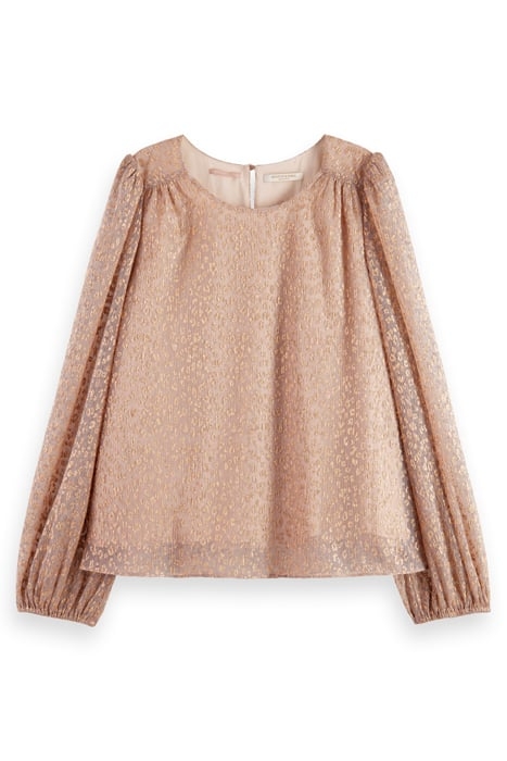 METALLIC BALLOON SLEEVE DRAPEY BLOUSE METALLIC ROSE 4