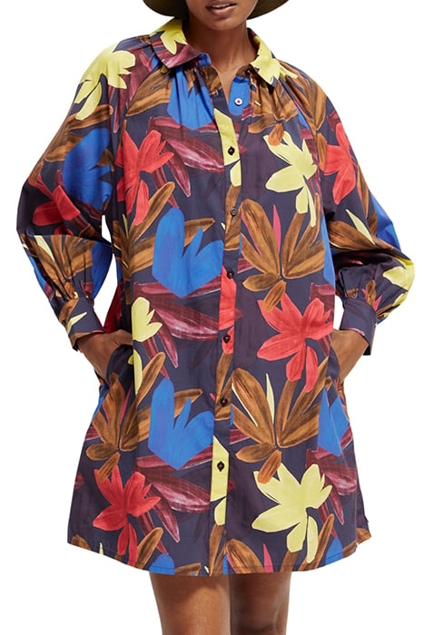 PRINTED SHIRT DRESS IN ORGANIC COTTON FLOWER CAMO 1