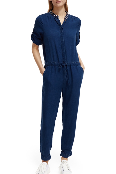 INDIGO TENCEL DENIM WASHED ALL IN ONE WITH BEADING DETAILS 5