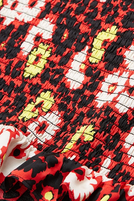 JUPE COUPE SMOCKEE PRINT WILD BLOSSOM RED / YELLOW 6