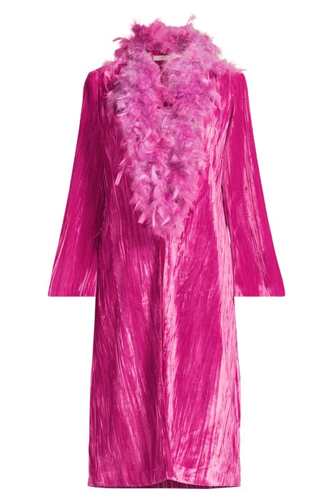 CRUSHED VELVET FLARED SLEEVE CHANGA COAT FUCHSIA 3