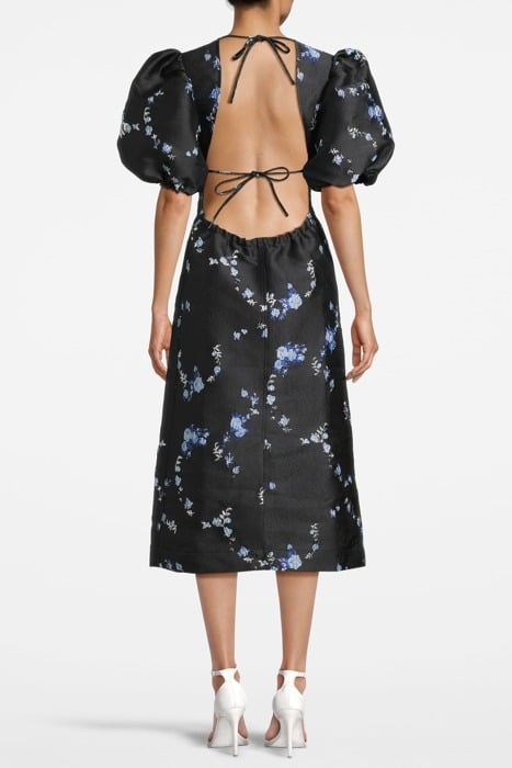 3D JACQUARD OPEN BACK MIDI DRESS BLACK 2