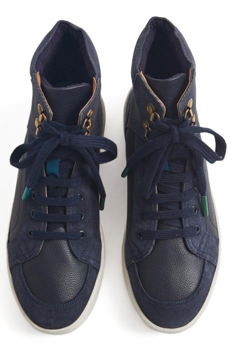 LEATHER SUEDE HI TOP TRAINER NAVY 3