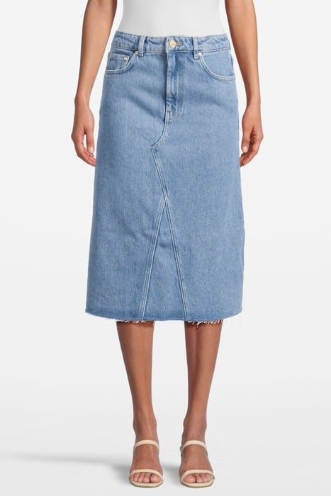 HEAVY DENIM MIDI SKIRT LIGHT BLUE STONE 1