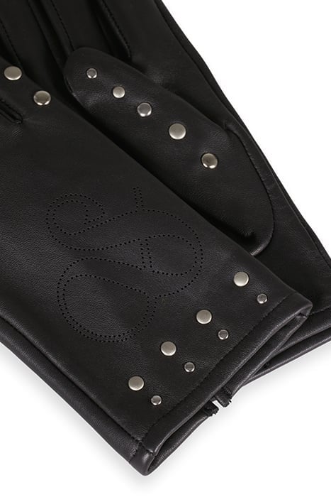 STUDDED PERFORATED LOGO GLOVES EVENING BLACK 4
