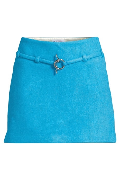 TWILL WOOL SUITING MINI SKIRT BLUE CURACAO 3