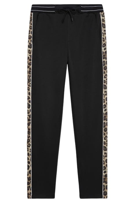 JOGGING AVEC BANDES COTES CONTRASTEES ET PIPING BLACK / LEOP 4