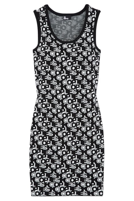 ROBE EN LAINE COURTE AVEC JACQUARD ALL OVER LOGO BLACK WHITE 5