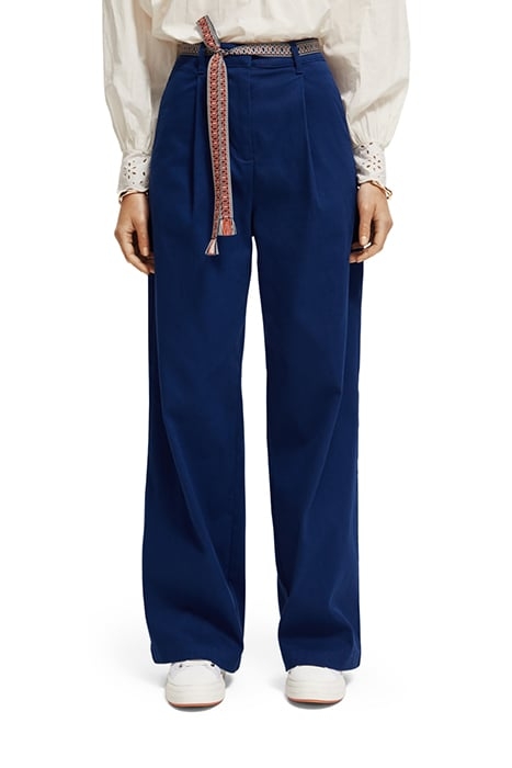 ROSE - PLEATED HIGH RISE WIDE LEG WORKWEAR PANTS MARINE 1
