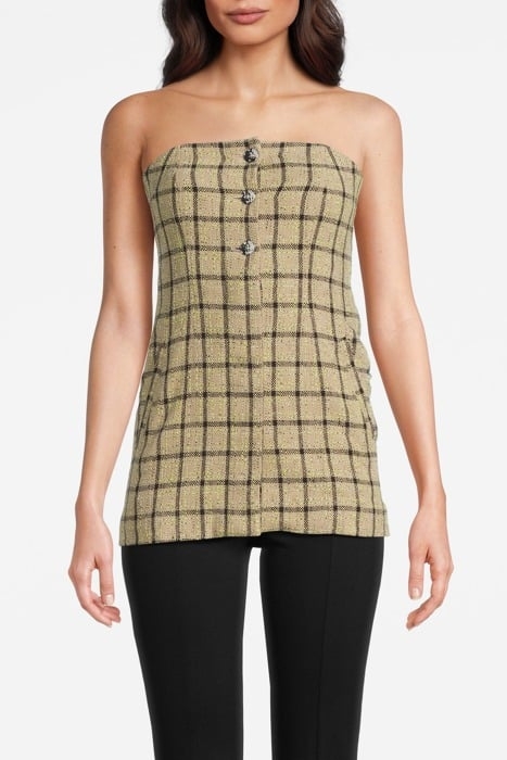 CHECK SUITING STRAPLESS TOP TENDER SHOOTS 1