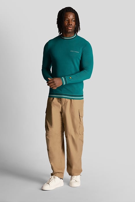 TIPPED CREW NECK JUMPER COURT GREEN 3