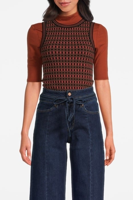 ELBOW SLV MOCK NECK TEE ARABIAN SPICE 1