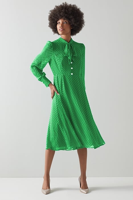 DR MORTIMER TIE NECK GREEN 2