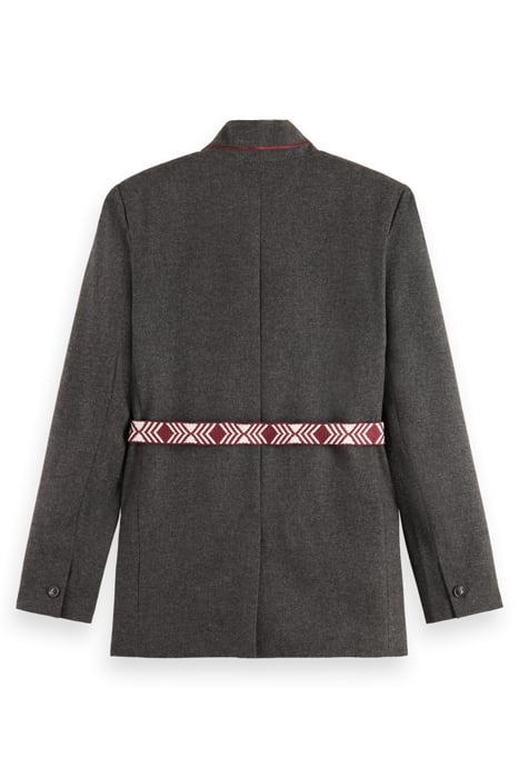 WOOL FLANNEL SINGLE BREASTED BLAZER CHARCOAL MELANGE 5