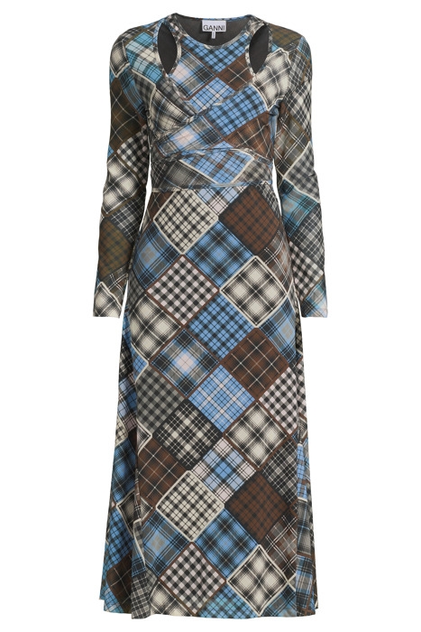 PRINTED MESH WRAP MAXI DRESS SILVER LAKE BLUE 3