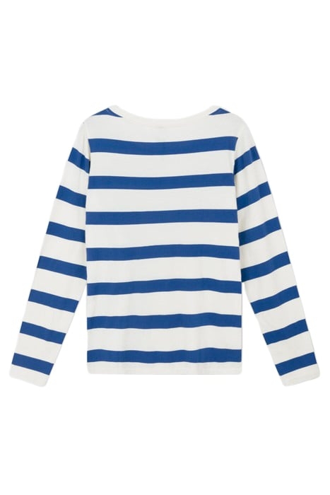 LONGSLEEVE TEE BOW STRIPE ECRU/ELECTRIC BLUE 5