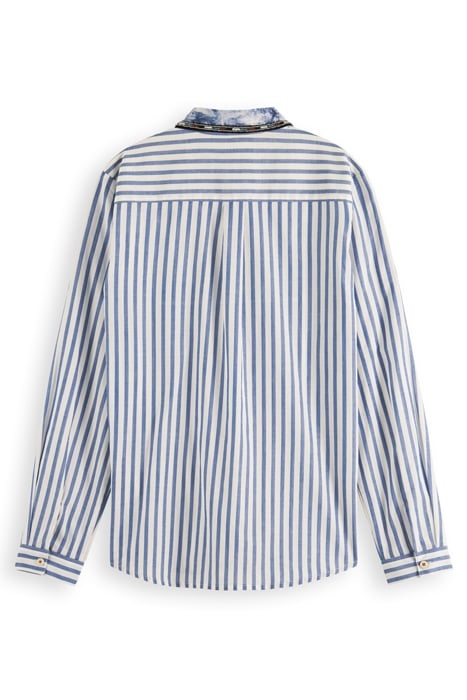 REGULAR FIT SHIRT WITH BEADED COLLAR BLUE STRIPE 5