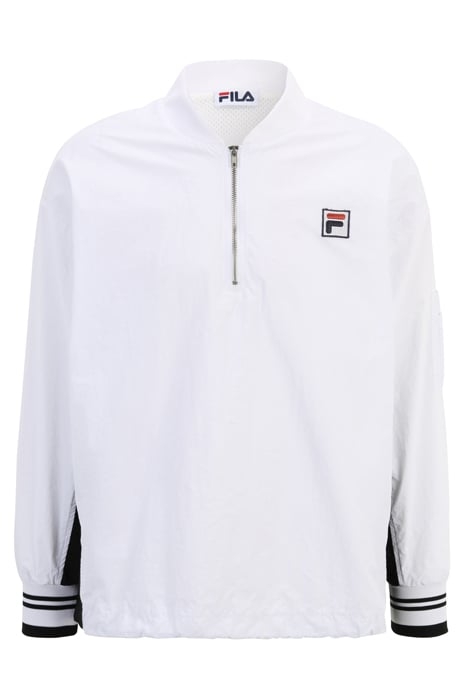 HALF ZIP CRINKLE NYLON TOP WITH CONTRAST INSERTS WHITE/BLACK 4