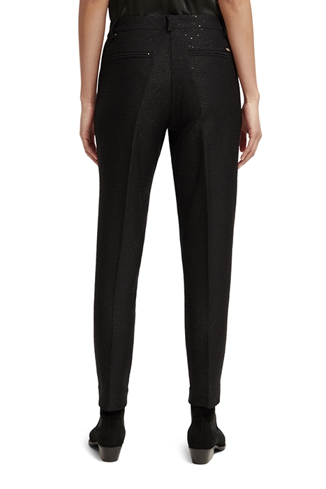 LOWRY - MID RISE SLIM LEG SEQUIN JACQUARD PANTS BLACK 2
