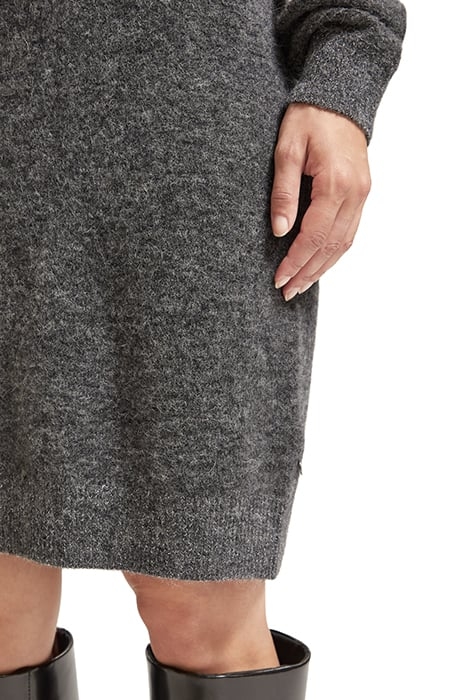 RELAXED V NECK KNITTED DRESS CHARCOAL MELANGE 8