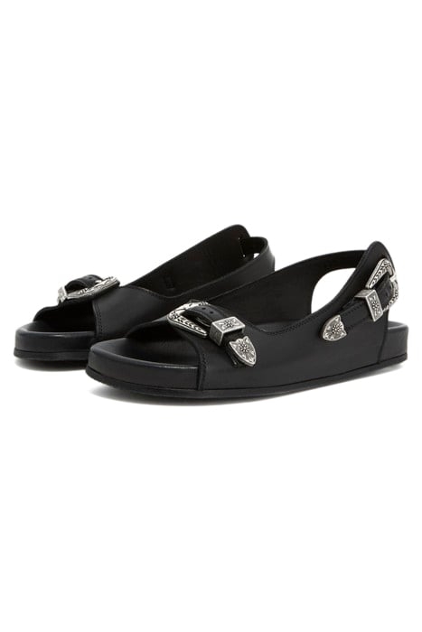 SANDALES EN CUIR AVEC BOUCLES WESTERN BLACK 3