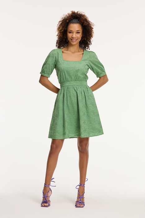 LADIES JENN DRESS 3D PALM EMBRO GREEN GREEK PALM 3