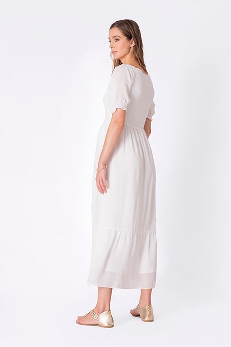 SHIRRED MATERNITY DRESS WHITE 2