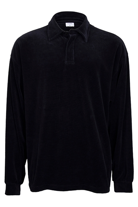 VELOUR LONGSLEEVE POLO BLACK 1