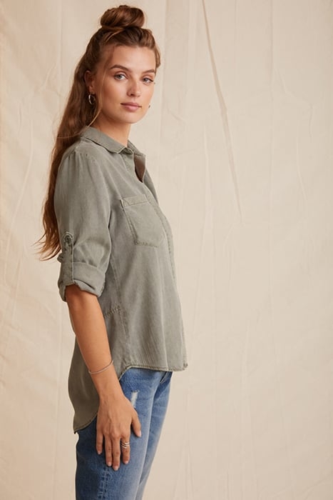 SPLIT BACK BUTTON DOWN SOFT ARMY 3