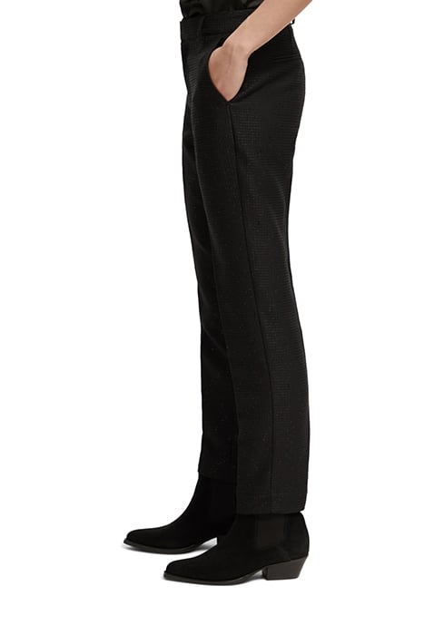 LOWRY - MID RISE SLIM LEG SEQUIN JACQUARD PANTS BLACK 6