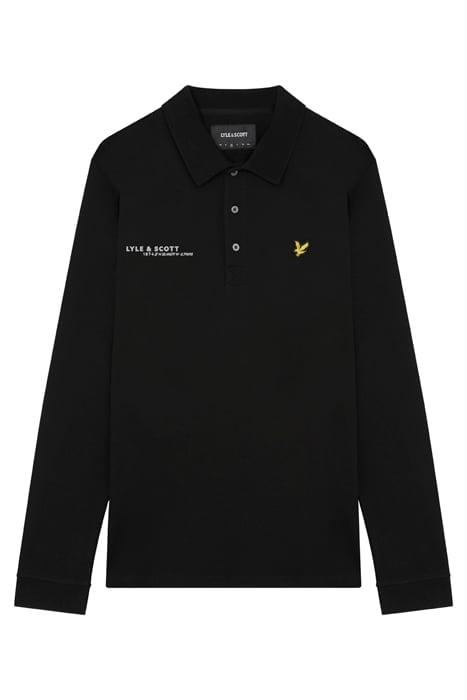 CO-ORDINATE PRINT LONG SLEEVE POLO JET BLACK 4