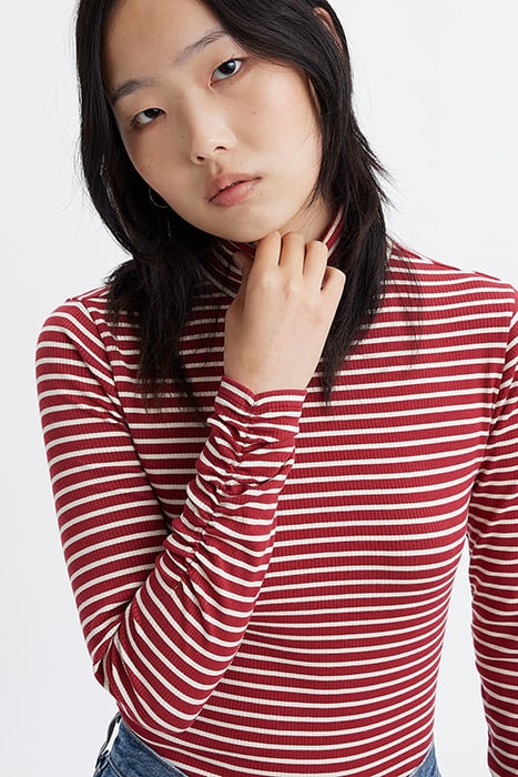 RUCHED LONG-SLEEVED TOP RED 4