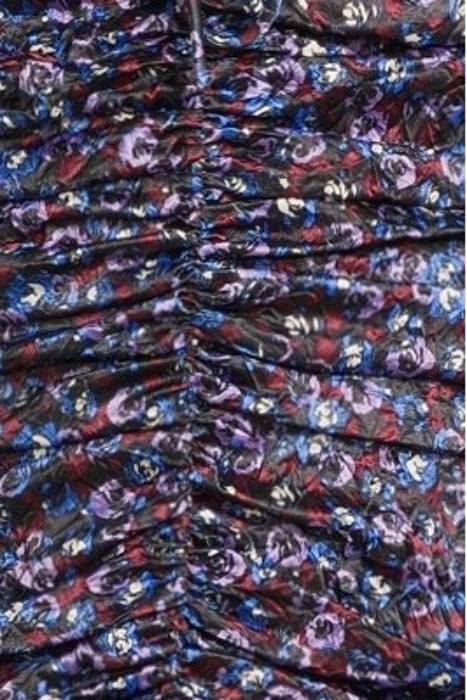 CRINKLED SATIN GATHERED U-NECK MIDI DRESS BLACK 5