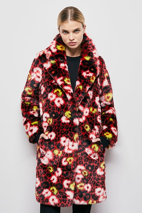 FAUSSE FOURRURE JACQUARD FLEURI DARK RED 1