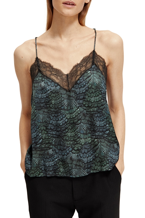 CAMISOLE WITH LACE DETAIL FEATHER BOTTLE GREEN 1