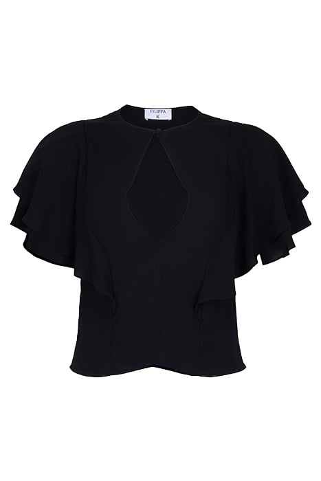 FRILL SLEEVE TOP BLACK 1