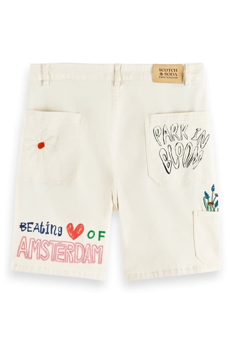 FAVE - PLACEMENT PRINTED ORGANIC COTTON TWILL SHORT YELLOW E 5