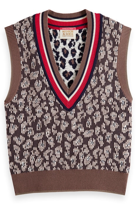 ANIMAL JACQUARD KNITTED SPENCER TAUPE 4