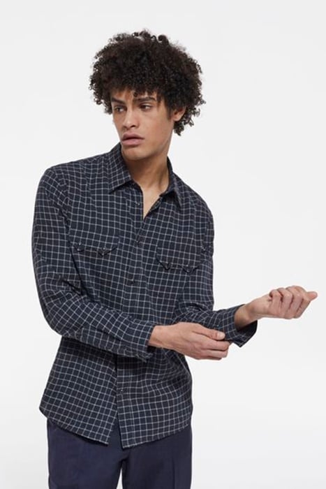 CHEMISE TISSU GAUFFRE AVEC POCHES PLAQUEES DARK GREY 1