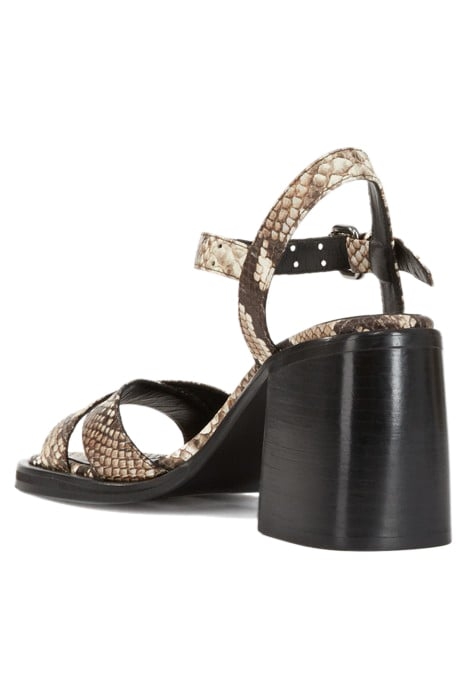 SANDALES A TALON EN CUIR EMBOSSEE PYTHON BEIGE-BROWN 2