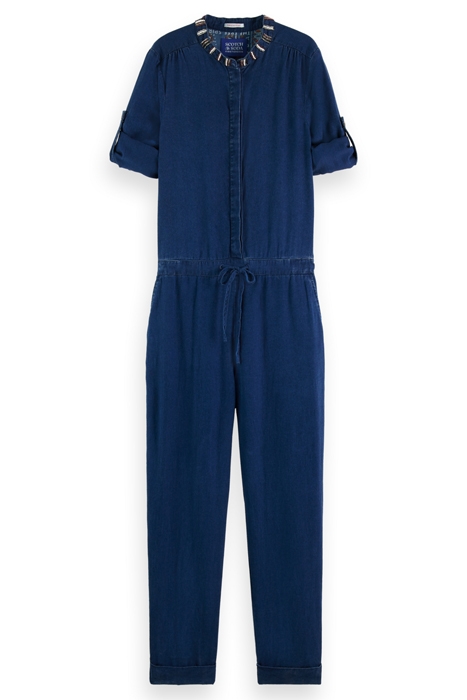 INDIGO TENCEL DENIM WASHED ALL IN ONE WITH BEADING DETAILS 3