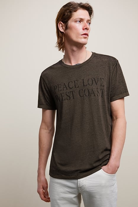 SS CREW TEE - PEACE LOVE WEST COAST DARK OLIVE 1