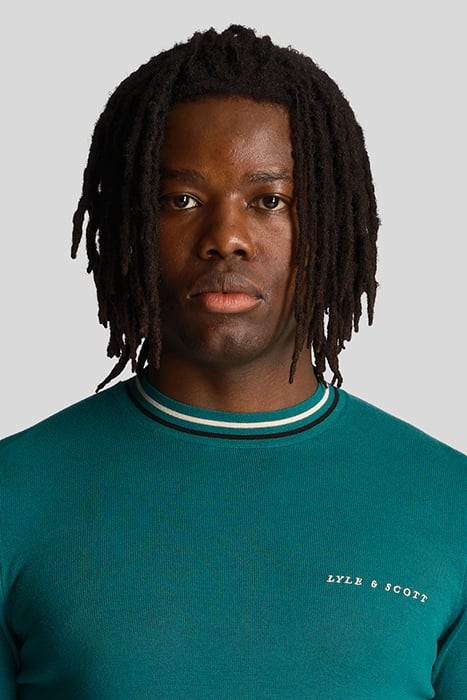 TIPPED CREW NECK JUMPER COURT GREEN 5