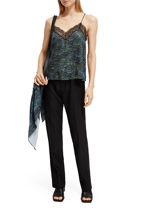 CAMISOLE WITH LACE DETAIL FEATHER BOTTLE GREEN 3