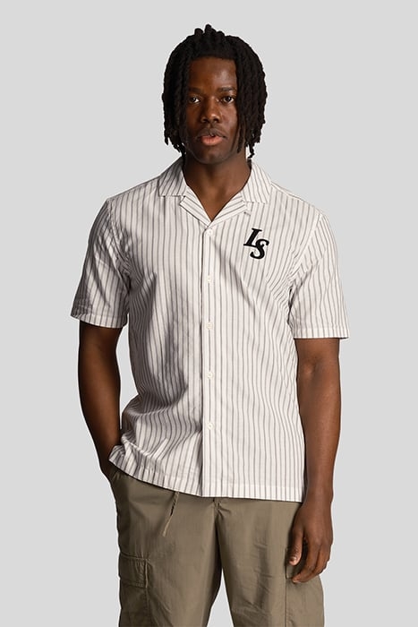 PINSTRIPE REVERE COLLAR SHIRT CHALK 1