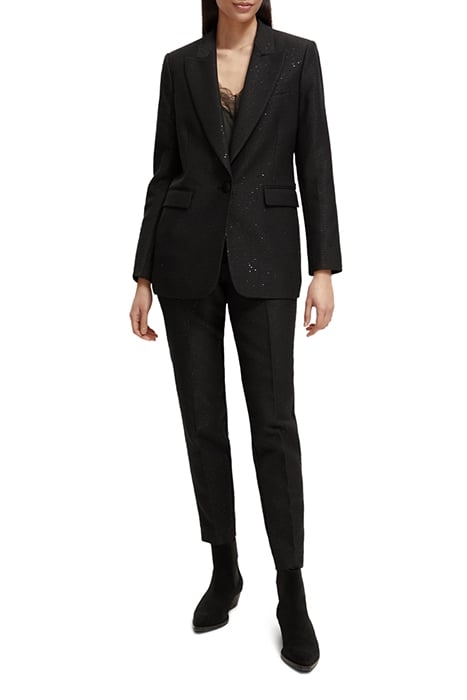 LOWRY - MID RISE SLIM LEG SEQUIN JACQUARD PANTS BLACK 3