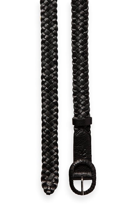 BRAIDED LEATHER WAIST BELT EVENING BLACK 4