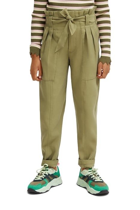 GIRLS HIGH-RISE PAPER BAG PANTS MILITARY 1