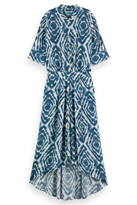 MIDI DRESS WITH HIGH LOW HEM DISCO TIE DYE BOTTLE GREEN 4