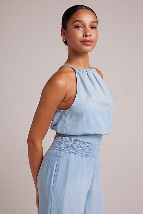 SIDE TIE BUTTON HALTER CARIBBEAN WASH 3